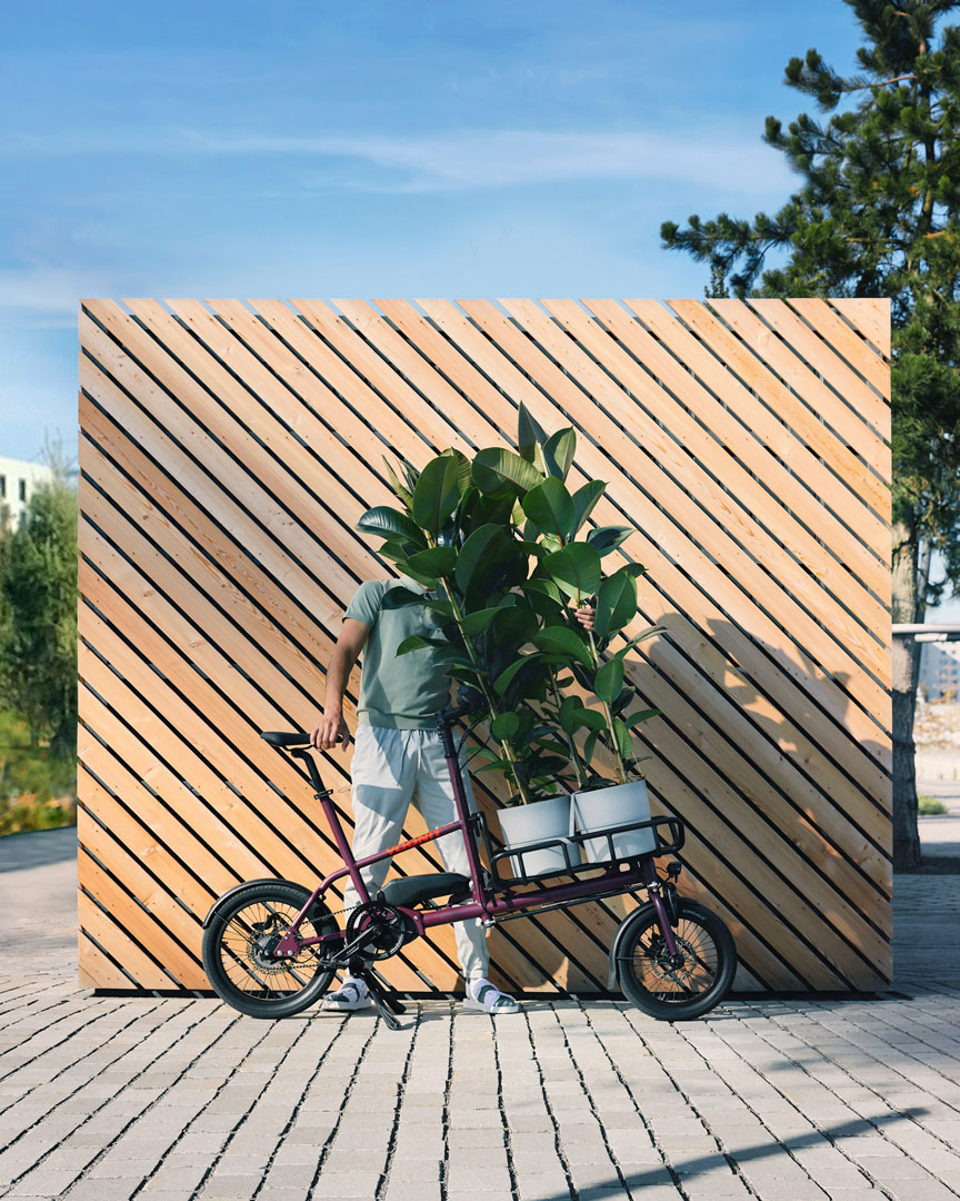 Yoonit cargo bike naložené rostliny